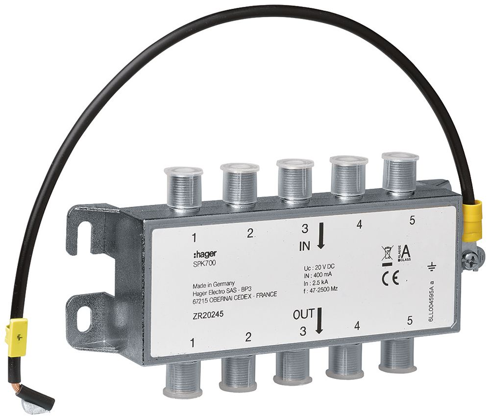 Scaricatore di sovratensione Hager SPD 20V 2.5kA 144.9mm coassiale per SAT/BK