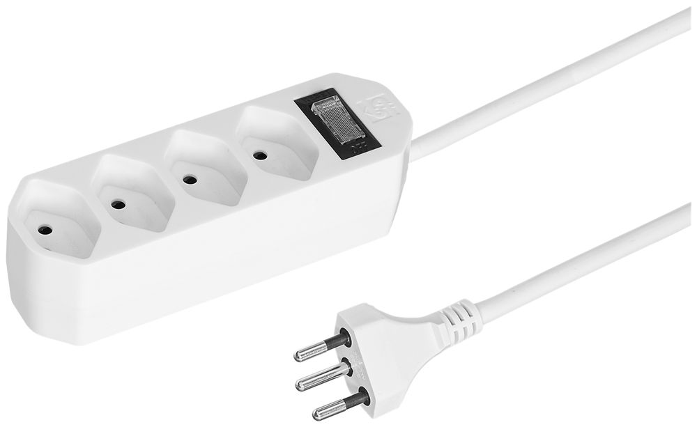 Steckdosenleiste COMPACT 1.5m 4×T13 mit Ausschalter, weiss
