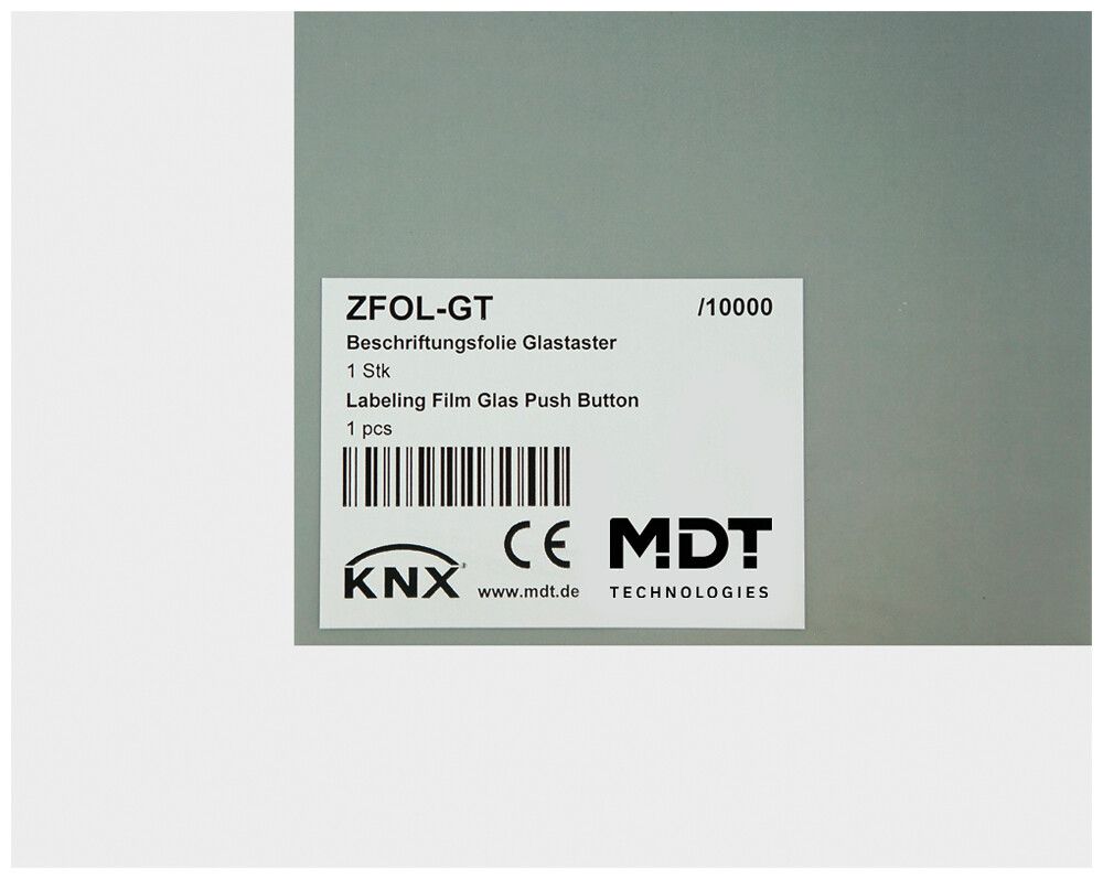 Bezeichnungsschild MDT ZFOL-GT für Plus BE-GTxxx/RF-GTTxx und SCN-GLED1xx