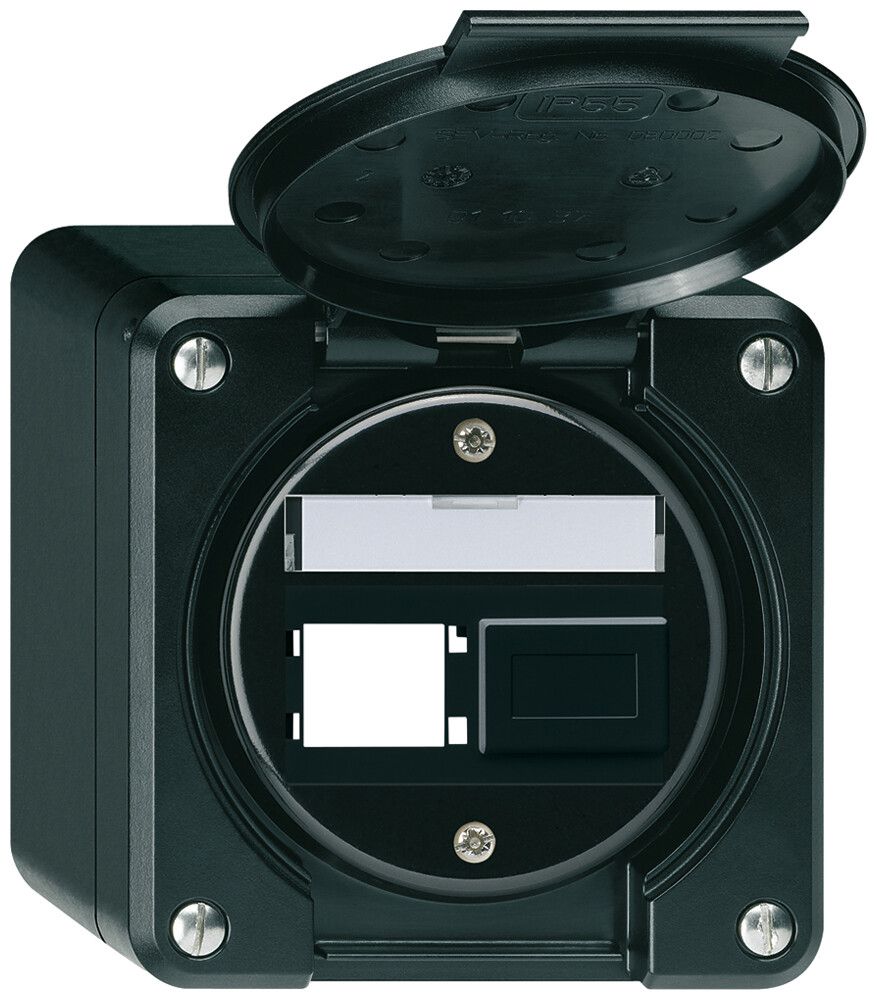 Kit di montaggio AP robusto IP55 uscita frontale per 2×R&M nero