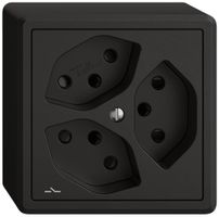 AP-Steckdose EDIZIO.liv SNAPFIX® 3×T13 1×S mit Shutter sz