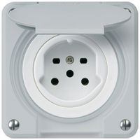 UP-Steckdose HA robusto Typ 15 mit Steckklemmen mit Klappdeckel grau