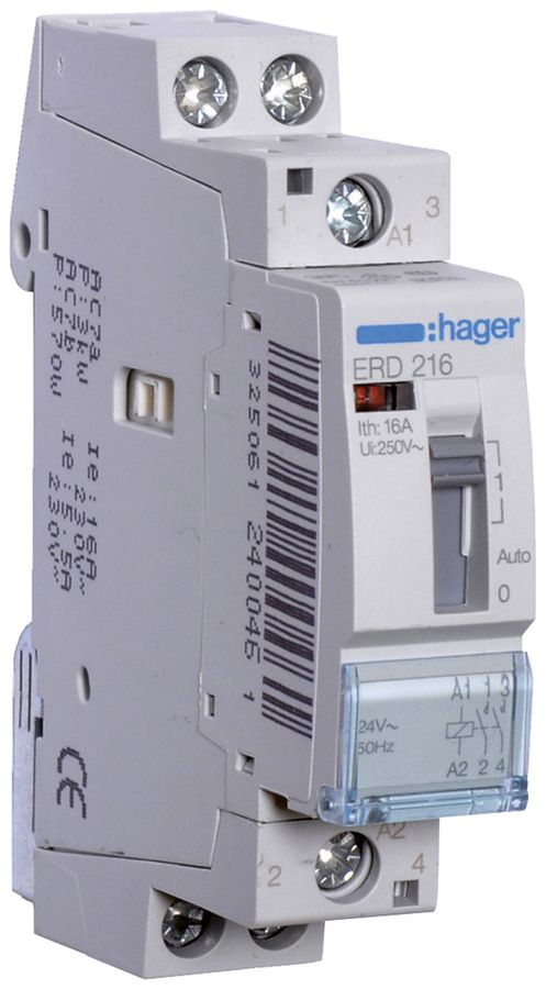 REG-Relais Hager 24VAC 2 Schliesser 0 Öffner 0 Wechsler 16A 230VAC 1TE
