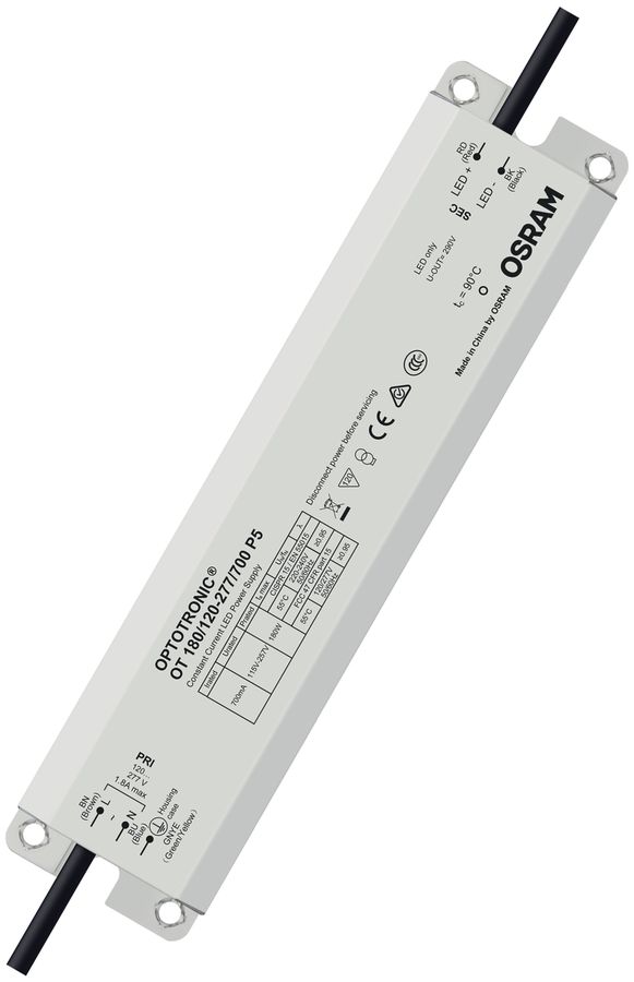 Convertitore LED OT 180/120…277/700 P5 180W 700mA 251×60×39mm IP65