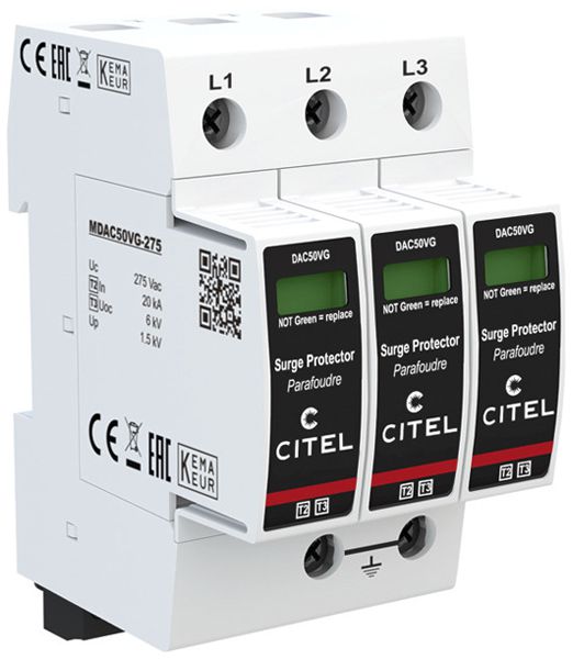 Parasurtension  Citel DAC50VGS-30-275, type 2+3, 3 pôles