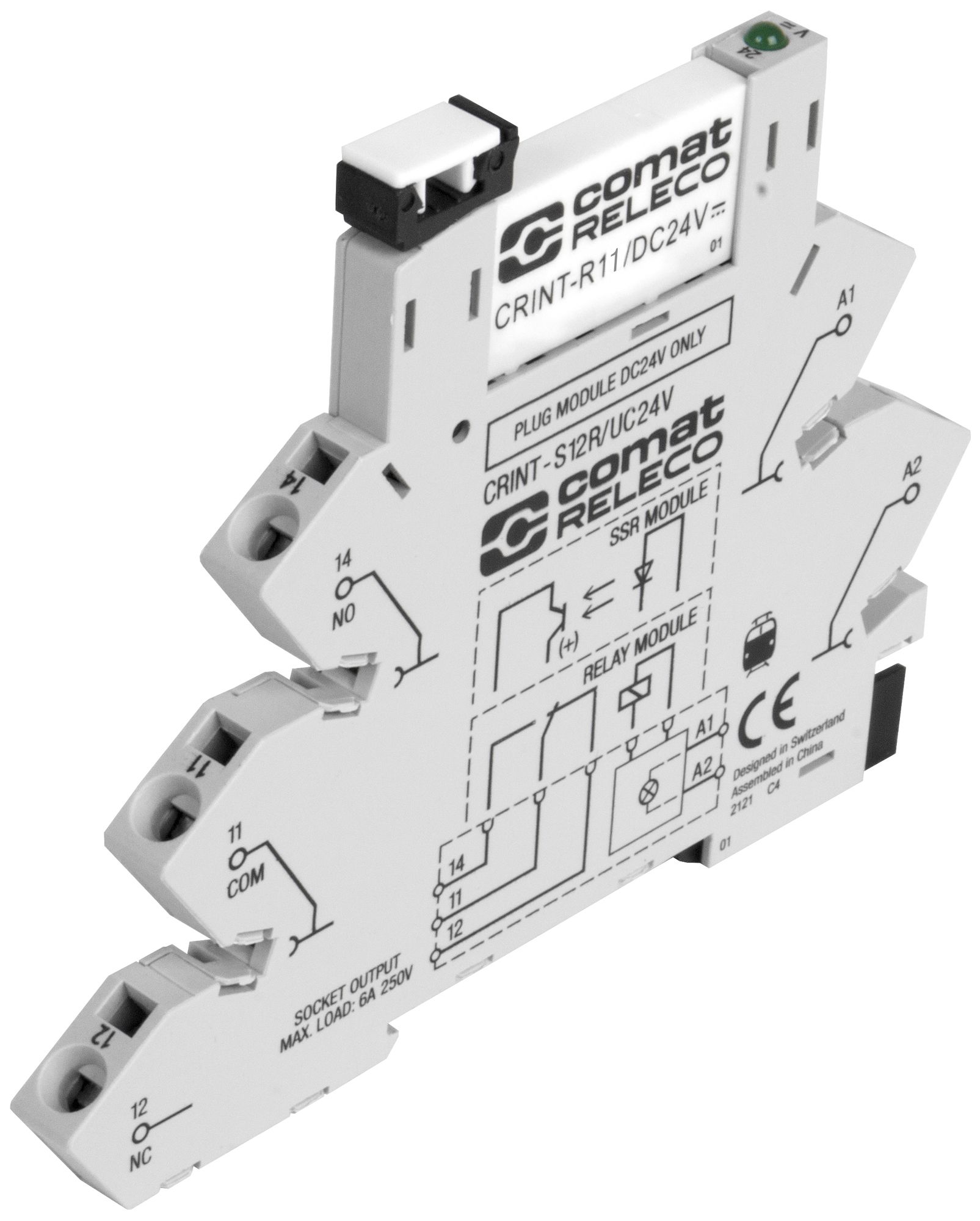 Relais d'interface ComatReleco CRINT-C121R, 24VUC, 1C AgSnO2 6A/250VAC