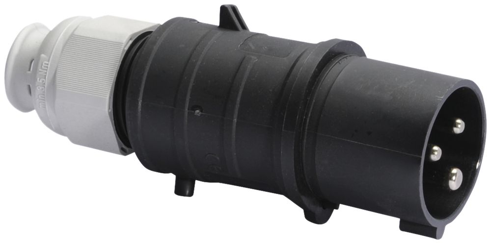 Stecker CEE Bals 3P 16A 500V 7h schwarz IP44 vernickelt QC.TE-Plus