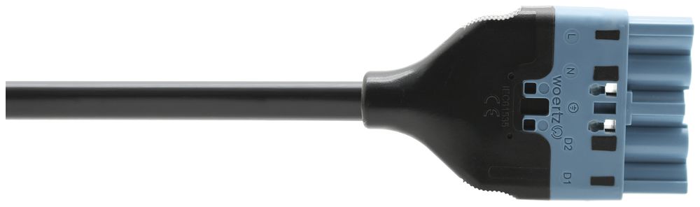 Anschlussleitung Woertz, DALI, Stecker 5L C2, 1m, halogenfrei, freies Ende, Cca
