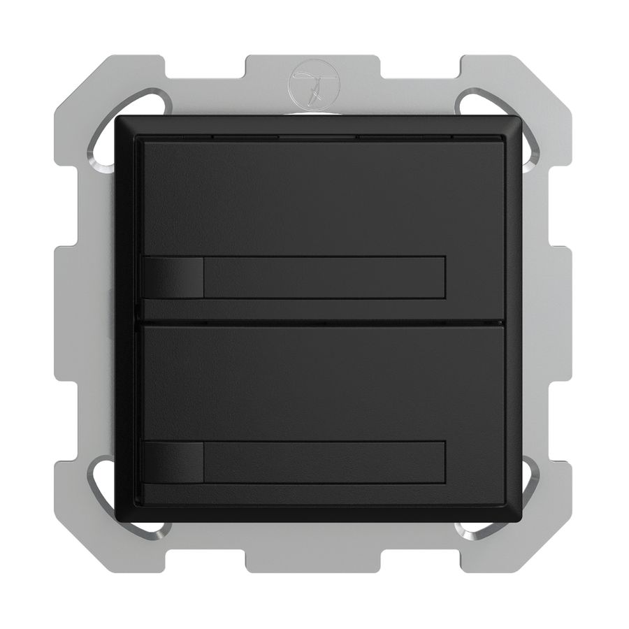 Poussoir univ. ENC 2×1t bornes à vis EDIZIOdue noir avec papier