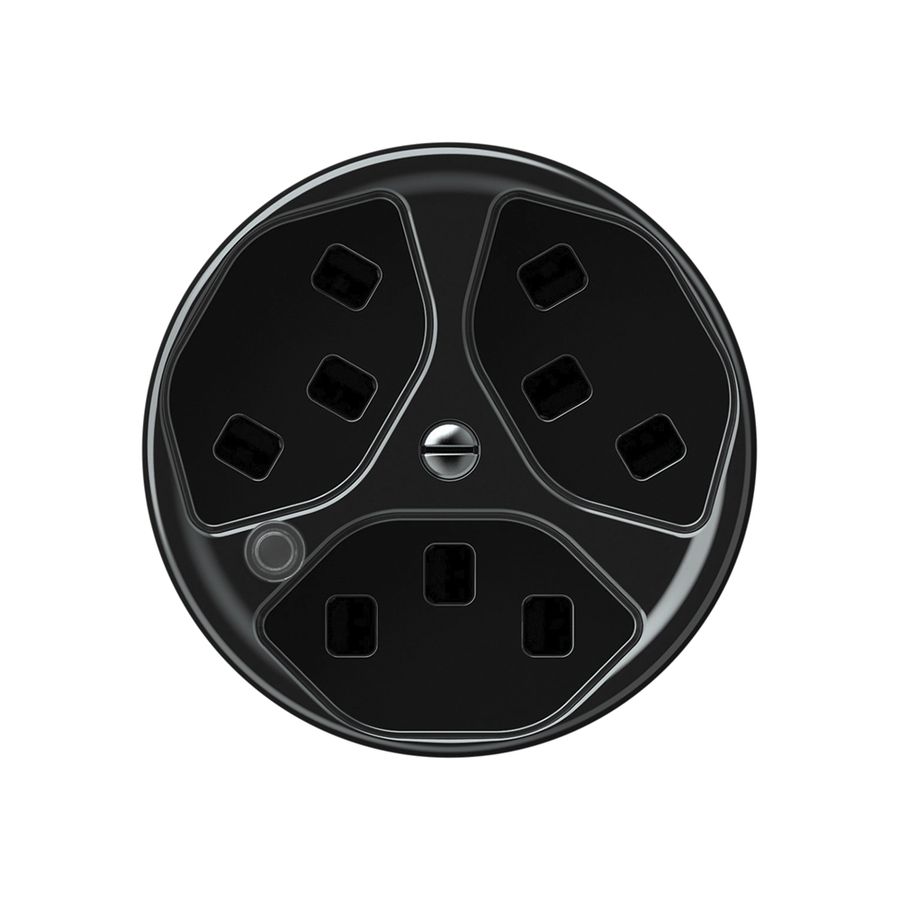 Prise origin 3×type 23 lum.vert 16A 230V 60×60mm noir