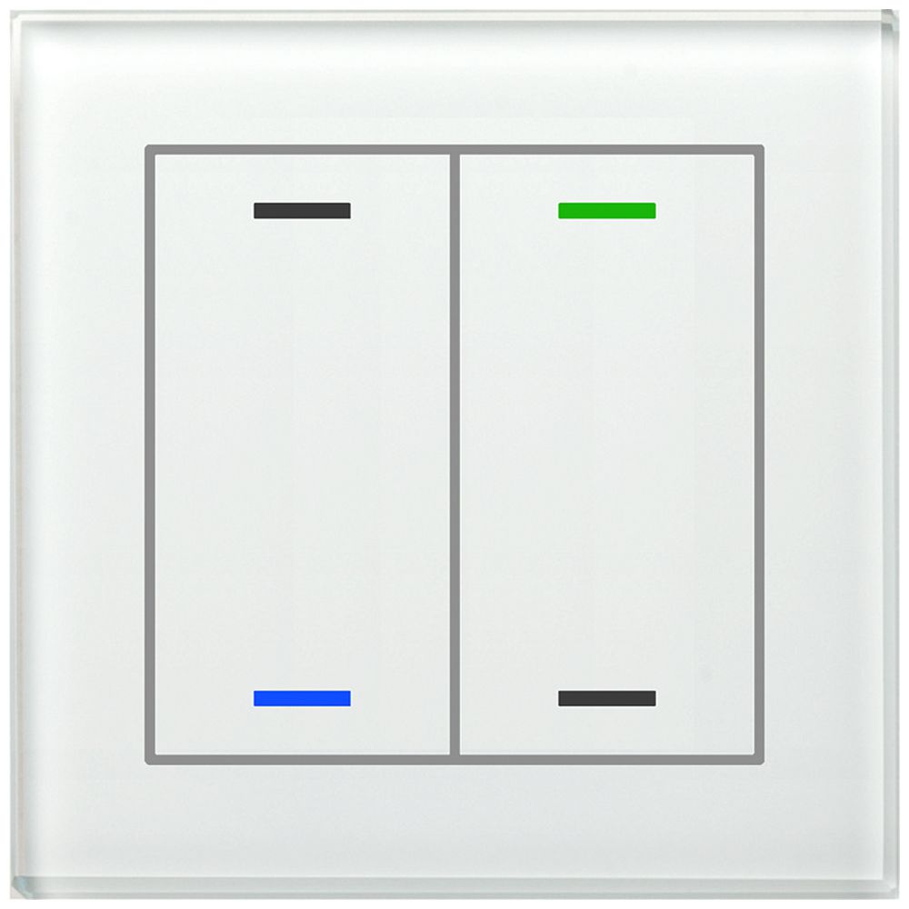 Poussoir KNX RGBW ENC MDT BE-GTL2TW.01 2t/4a temp.verre blanc "neutre"