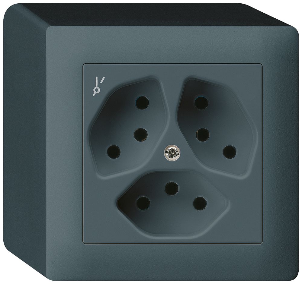 AP-Steckdose kallysto 3×T13/1S anthrazit