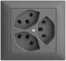 EB-Steckdose 3×T23 16A EDIZIOdue dunkelgrau, mit Steckklemmen