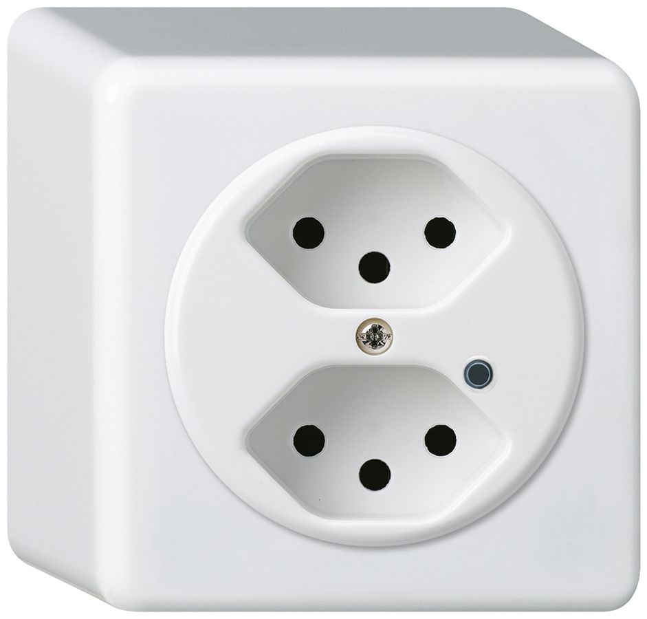 Presa AP Hager basico 2×tipo 13 illuminati Q bianco