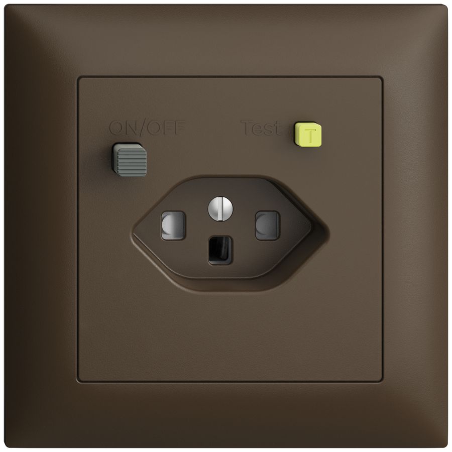 UP-Steckdose EDIZIOdue T23 FI 30mA FMI, shutter, coffee