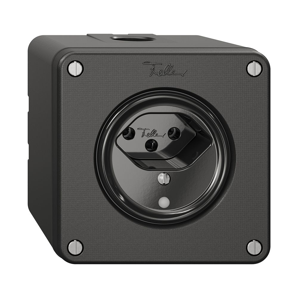 NAPU-Steckdose NEVO, 1×T13, m.LED, schwarz