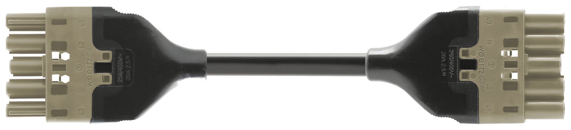 Verbindungsleitung Woertz 49345/C3 5×1.5mm² 400V 16A 8m gu Buchse-Stecker Cca
