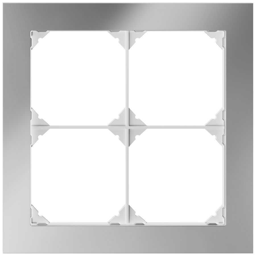 UP-Abdeckrahmen EDIZIO.liv prestige SNAPFIX® 2×2 154×154mm chromstahl poliert