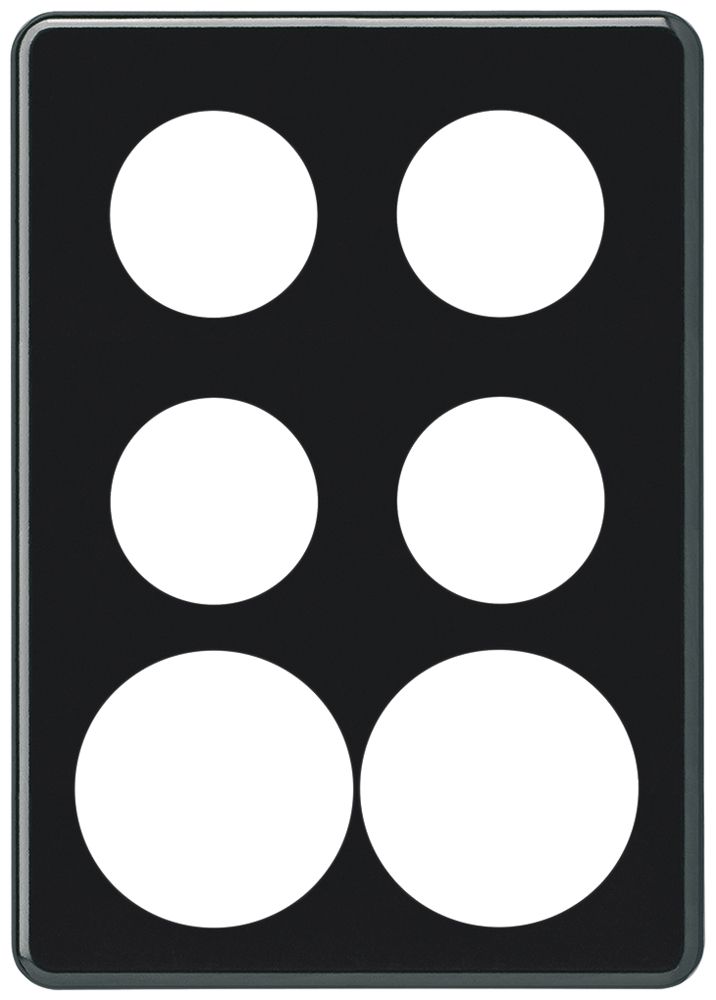 UP-Abdeckplatte basico 3×2 4×Ø43mm+2×Ø58mm schwarz