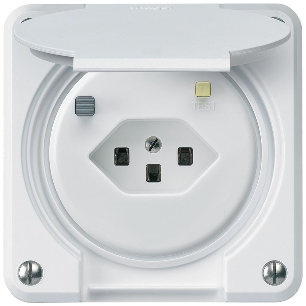 FI-Steckdose robusto A T23 30mA weiss, mit Shutter