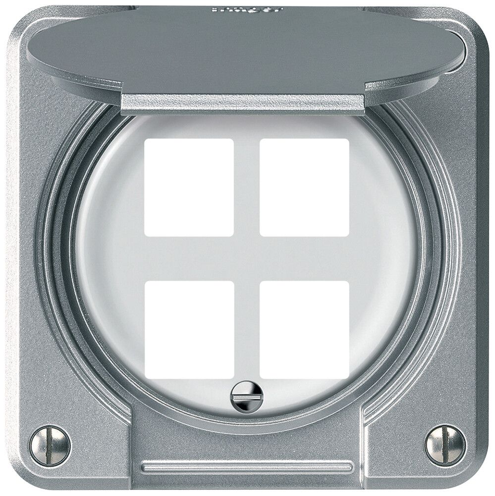 Montageset robusto gerade für 4 Buchsen 86×86mm Aluminium