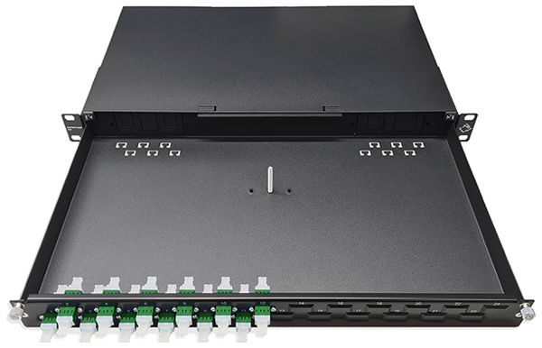 Breakoutbox 19" Dätwyler OV-SO 12×LCD/APC vert OS2 décalé 1UH noir