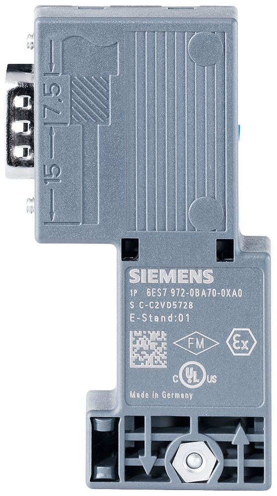 Fiche de raccordement bus API Siemens SIMATIC DP PROFIBUS séparable FC 90°