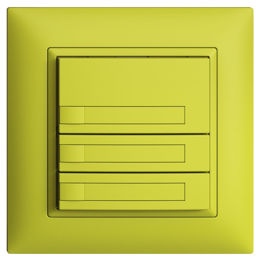 UP-KNX-Taster RGB EDUE FMI, 250mW, o.LED, m.Papier, 3×Taste, 1×Tastenb., lem