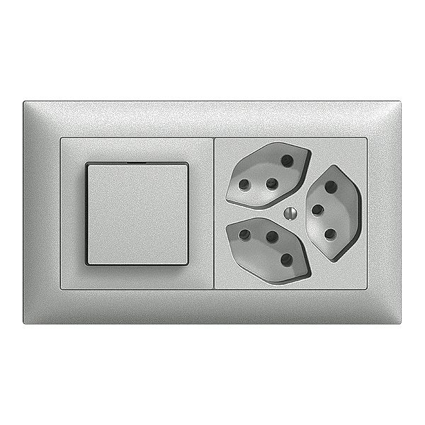 UP-Kombination EDIZIOdue 3/1P+3×T13 silver, horizontal