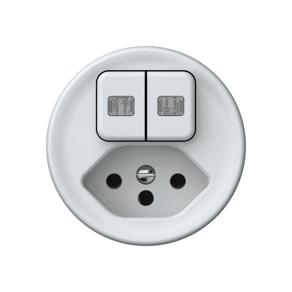 Combinazione origin 2×tasti 2×luminoso 2CO+T13 1P 0<1 10A 230V 60×60mm bianco