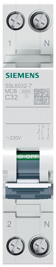 Leitungsschutzschalter Siemens SENTRON 5SL6 1LN 230V C 32A 6kA 1TE