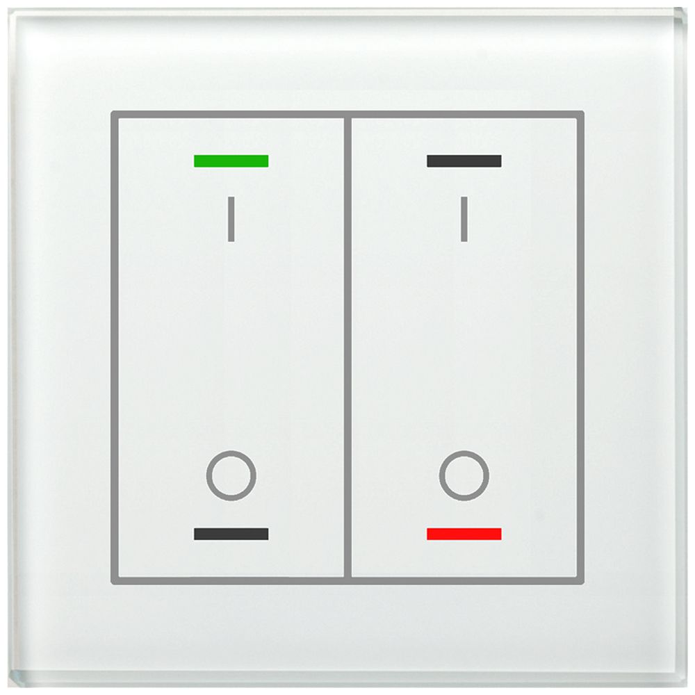 Poussoir KNX RGBW ENC MDT BE-GTL2TW.B1 2t/4a temp.verre blanc "I/O"