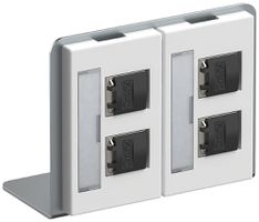 Winkelträger Hager mit 2×FLF und 4×RJ45 Kat.6A geschirmt weiss