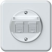 UP-Anschlussdose origin 2×RJ45 8(8) Kat.6 schräg 92×92mm weiss