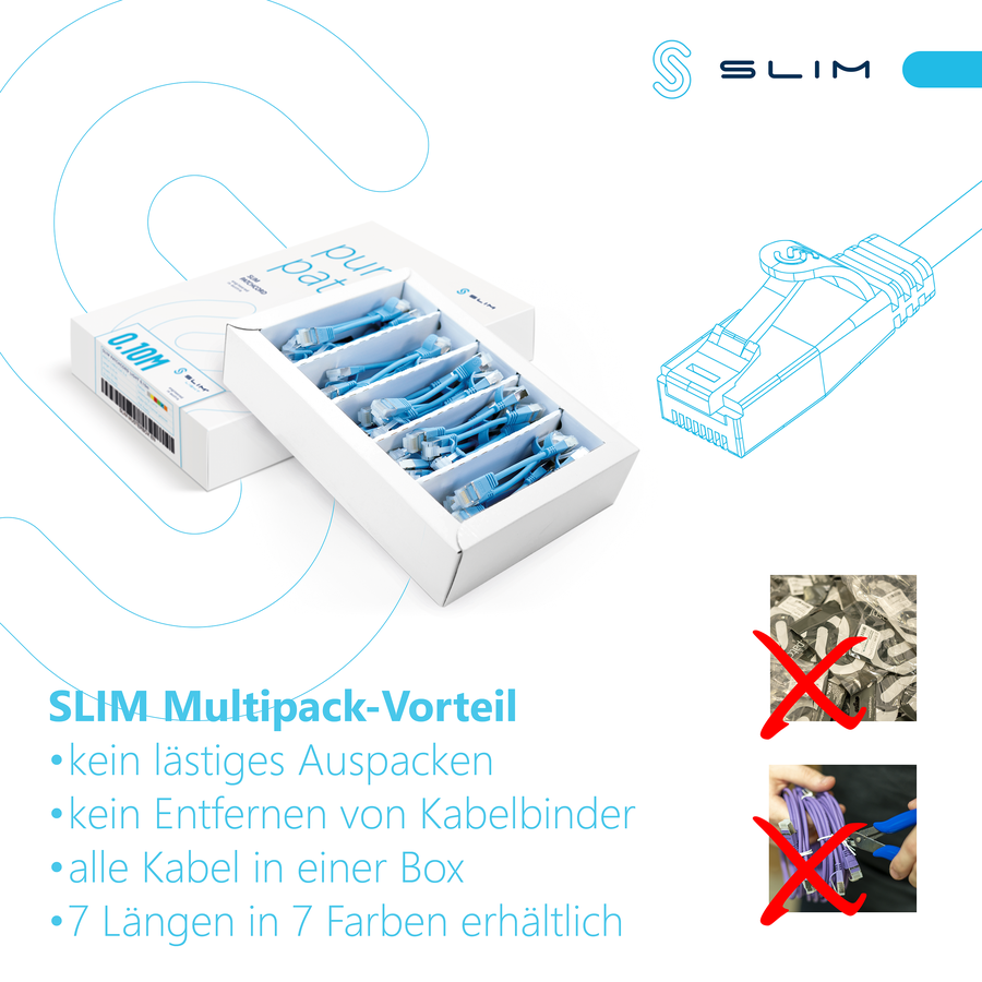 SLIM Patchkabel: 2m, grün, 60-Pack Cat.6A, U/FTP, LSOH, Klinke unbrechbar