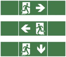 Piktogramm-Satz ESYLUX SLA 14m Pfeil R/L/U 70×312mm