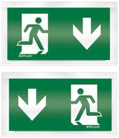 Plaque avec pictogramme ESYLUX pour SLX recto/verso flèche vers le bas/bas