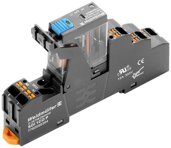 Relaiskoppler WM 24VDC LED grün Freilaufdiode 1W m.Prüftaste 250VAC 10A PUSH IN