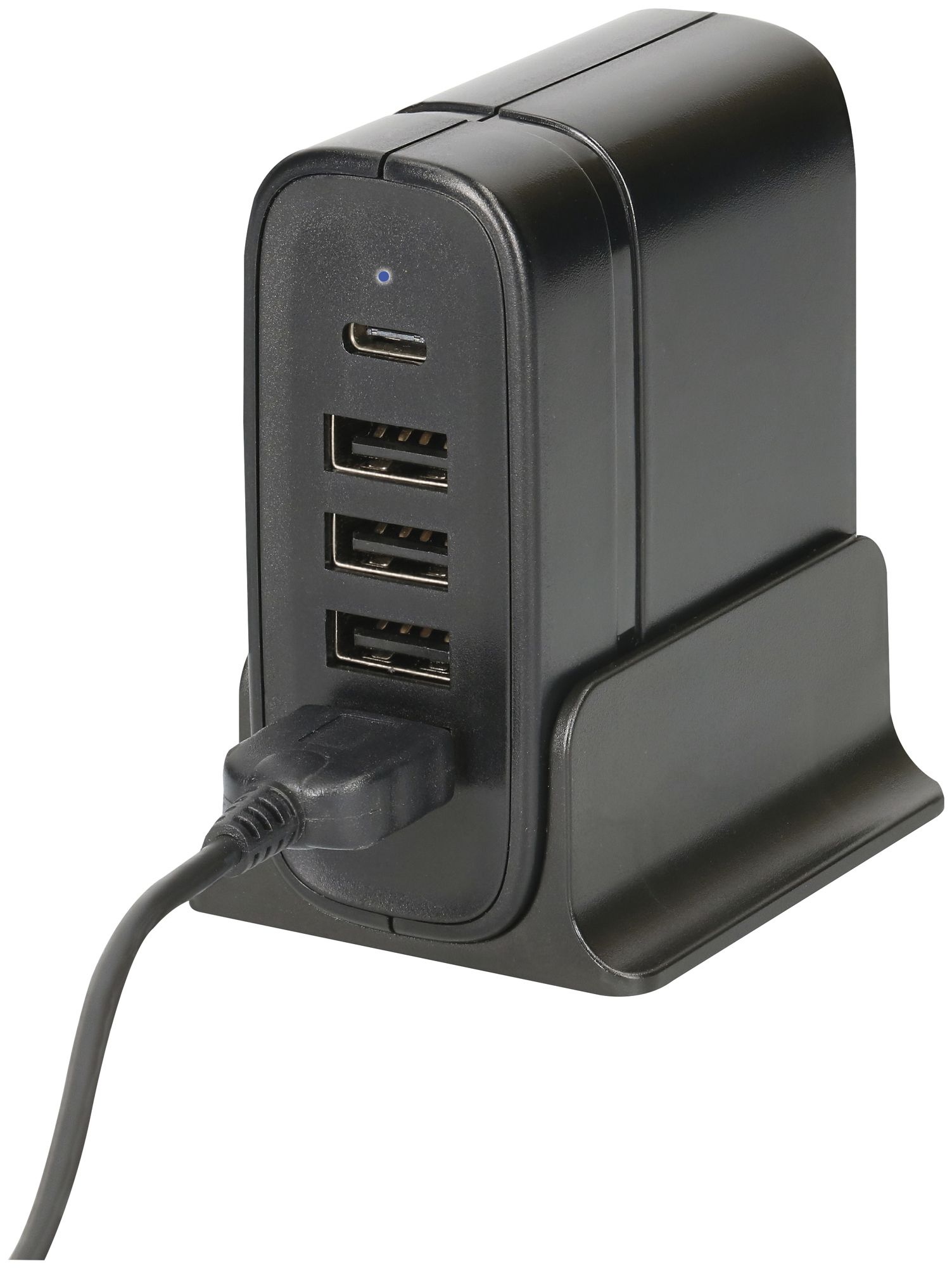USB-Ladegerät MAX HAURI 4×A+1×C 40W 5VDC 3A T26 1.85m 240VAC schwarz