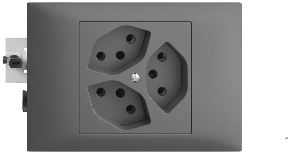 EB-Steckdose EDIZIOdue 3×T13 45…69mm dunkelgrau