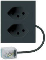 EB-Steckdose 2×Typ 13 Hager FLF für Flachkabel Ecobus power L1 schwarz