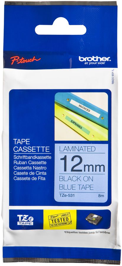 Schriftbandkassette Brother TZe-531 12mm×8m, blau/schwarz