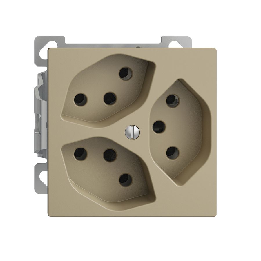 AP-Steckdose EDIZIOdue 3×T13 3×S Kombi-Einsatz mit Shutter sand