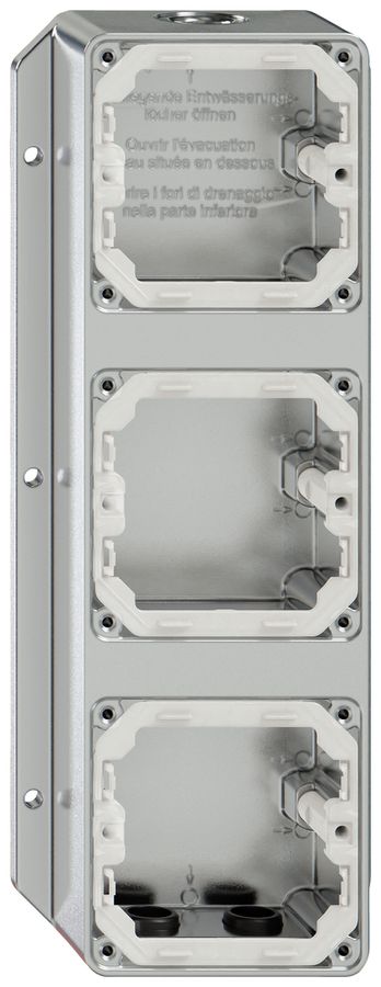 AP-Gehäuse ELEMENT 3-fach 293×111mm 3 Einführungen aluminium