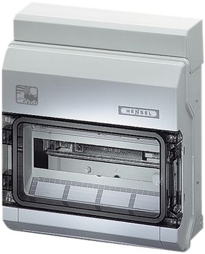 AP-Kleinverteiler Hensel 1-reihig, 333×295×129mm, 12 TE (12×18 mm), IP65