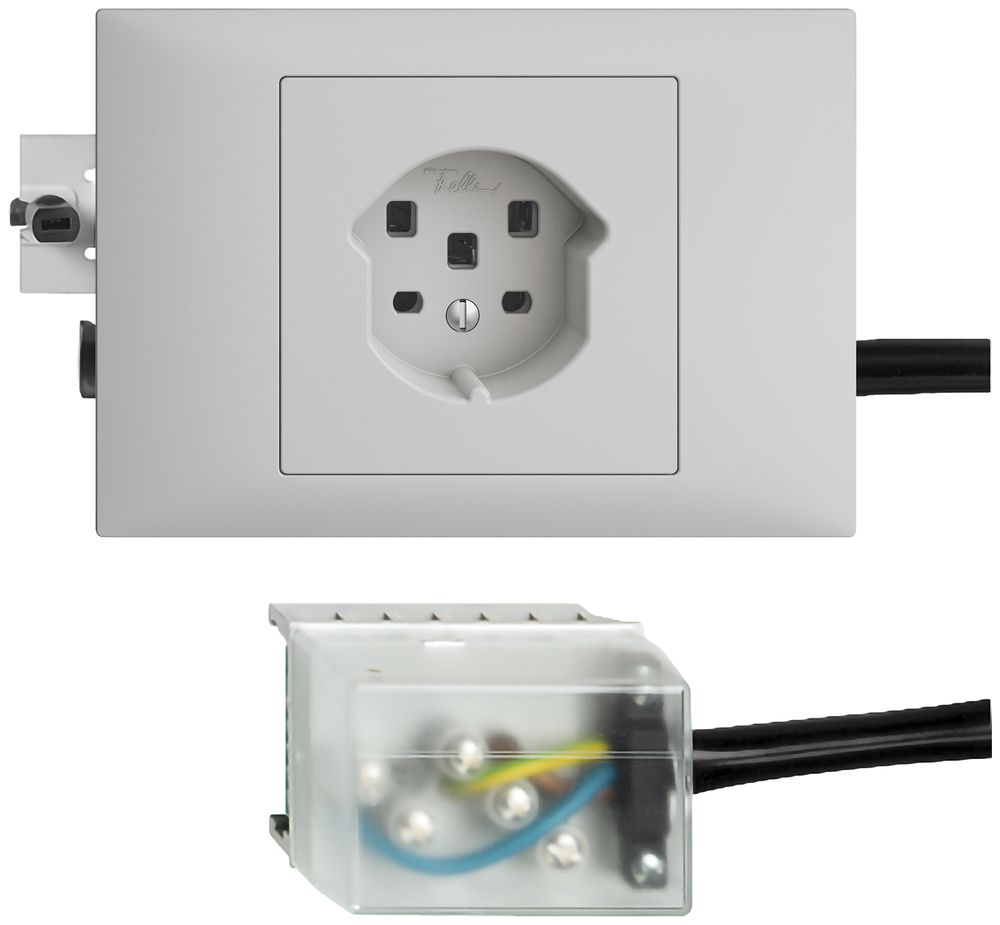 EB-Steckdose EDIZIOdue T25 16A hellgrau 53mm für Ecobus power