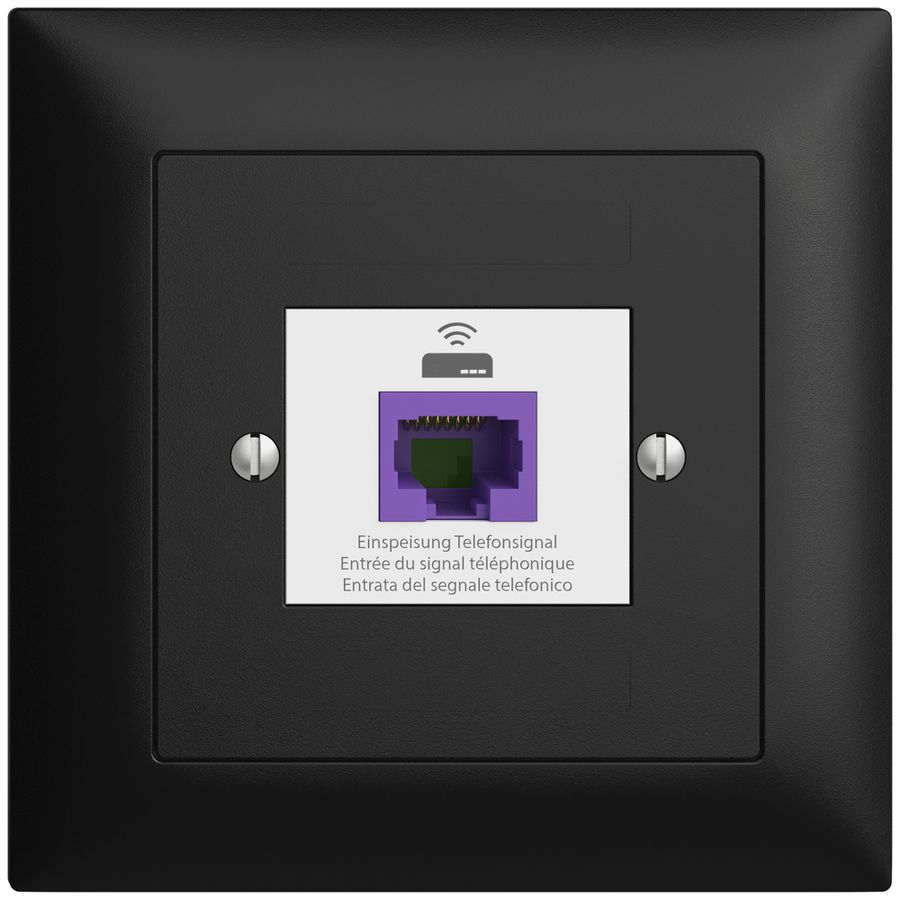 UP-Rückführungsdose EDIZIOdue FMI 1×RJ45 f.Swisscom VoIP, 8 polig, UTP, schwarz