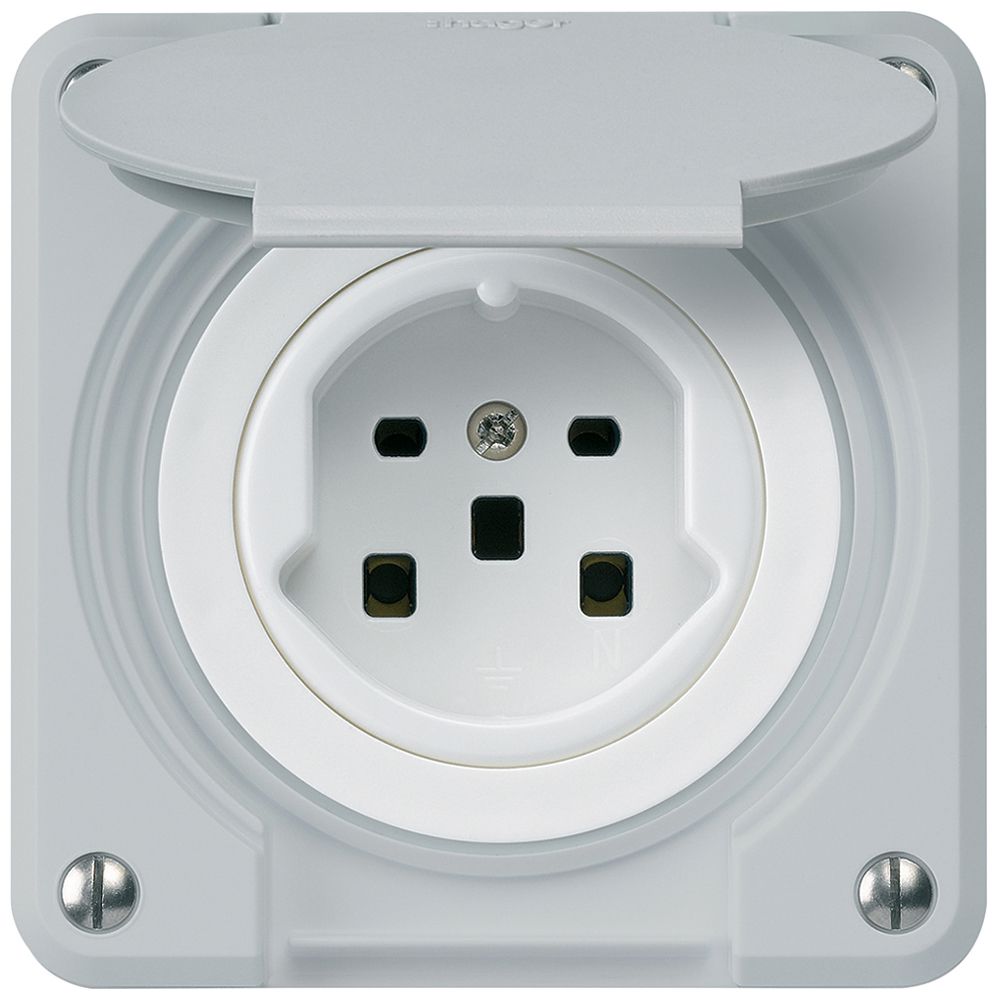 Prise HA robusto type 25 avec bornes enfichables avec couvercle gris