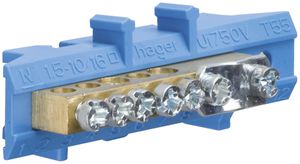 Barrette à bornes neutre Hager 1×25/2×16/3×10mm²