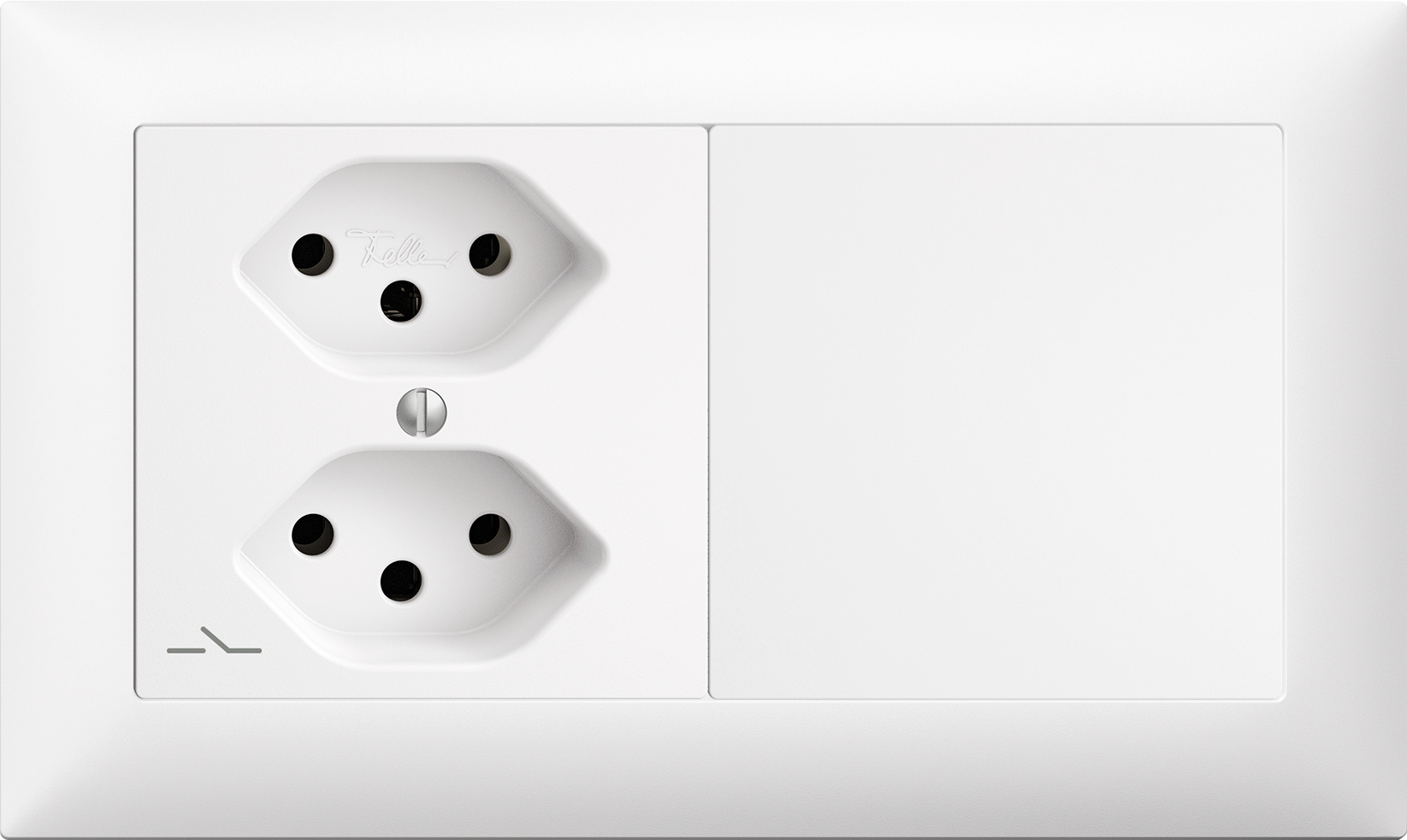 UP-Kombination Edue 1x2, Steckdose 2×T13 1×S + Blindabdeckung ws